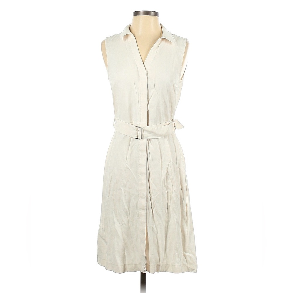 Sleeveless White/Off White Belted Dress